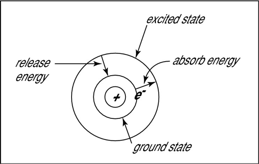Ground and excited states in the Bohr model.