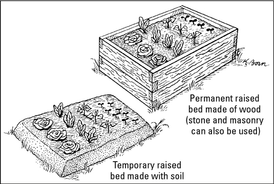 Make raised beds with soil, or wood, stone, or masonry sides.