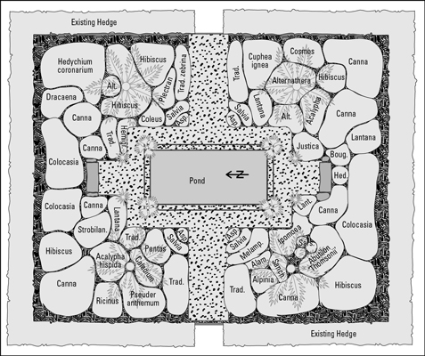 This plan for a formal garden features balance and symmetry for calm elegance.