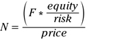 The equation for finding the number of shares to trade under Optimal F.