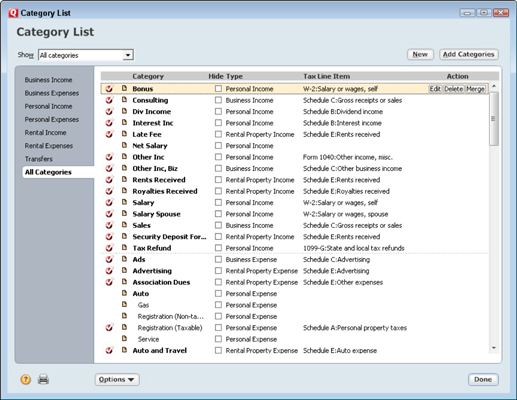 How to Adjust Quicken 2010's Categories - dummies