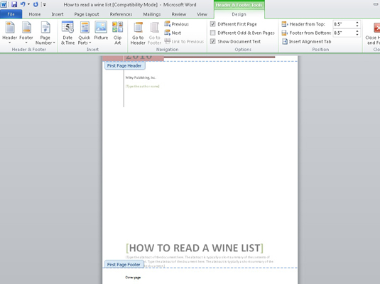 how to edit footer in word 2010