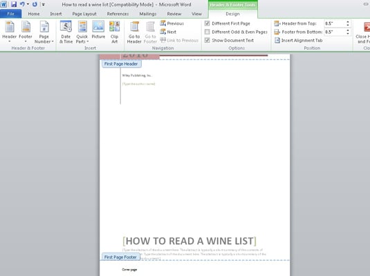 how to edit footer in word 2010