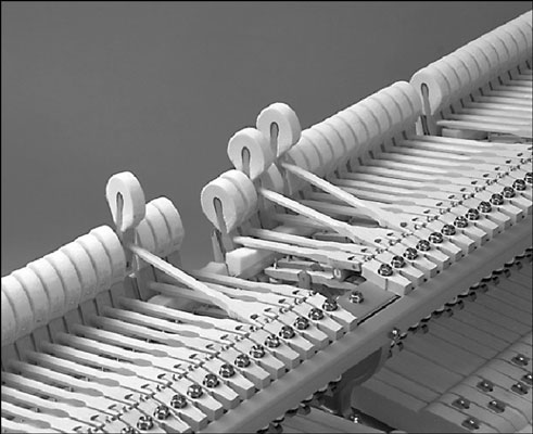 Hammers vibrate piano strings to produce music to your ears.