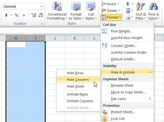 unhide a column in excel