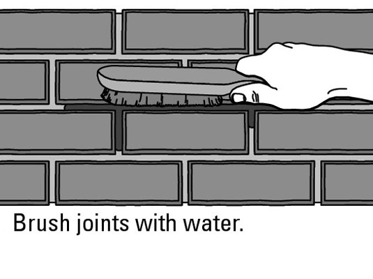 Brush the joints with fresh water.