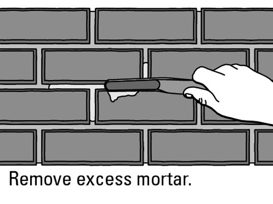 A week or two later, after the mortar has had the opportunity to set up, apply a coat of high-quality acrylic or silicone masonry sealer to the entire surface (brick, block, and mortar).
