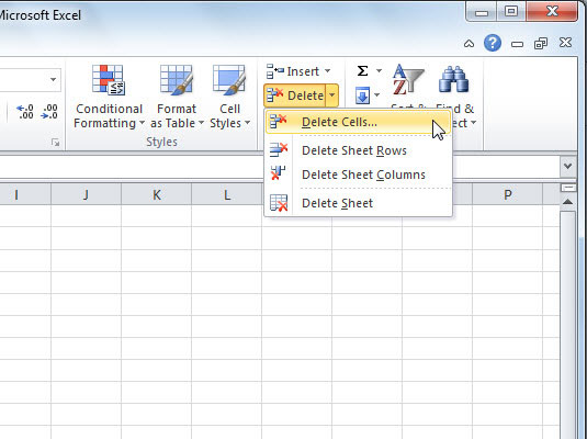 Use Excel's Delete commands to completely eliminate cells and their contents.