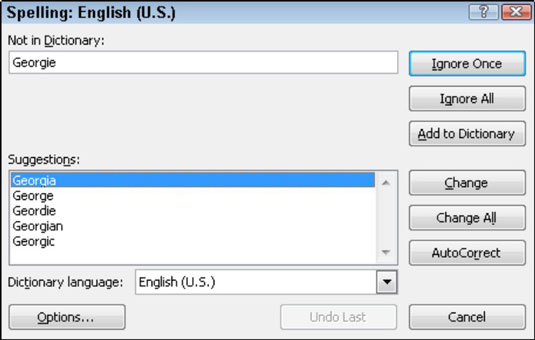 Use the Spelling dialog box in Excel 2010 to correct typos in a worksheet.