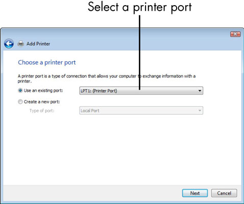 In the Add Printer dialog box, click the Add a Local Printer option and click Next.
