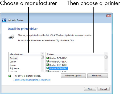 Click the down arrow on the Use an Existing Port field and select a port, or just use the recommended port setting that Windows selects for you. Click Next.