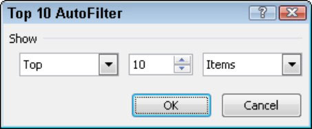 Use the Top 10 AutoFilter dialog box to filter on top or bottom values in a table.