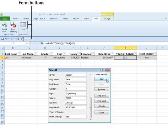 How to Add Records to an Excel 2010 Table - dummies