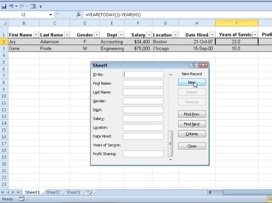 How to Add Records to an Excel 2010 Table - dummies