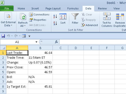 Select to place the data in the Existing Worksheet or in a New Worksheet, and then click OK.