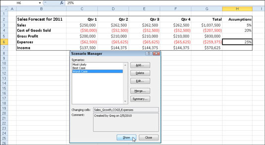 How To Evaluate Scenarios With Excel 10 S Scenario Manager Dummies