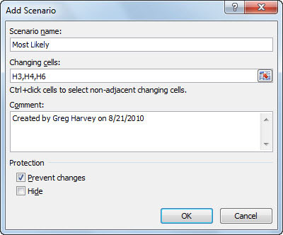 Create a scenario in the Add Scenario dialog box.