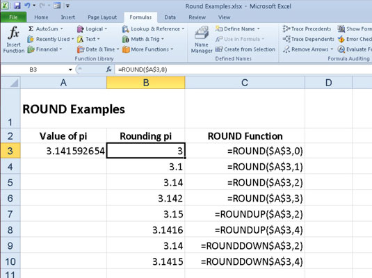 Rounding Numbers In Excel 2010 With ROUND ROUNDUP And ROUNDDOWN Dummies