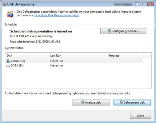 automatic disk defragmenter windows 7