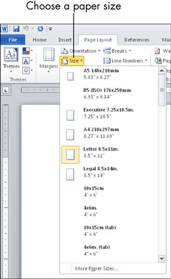 Executive Paper Size Chart