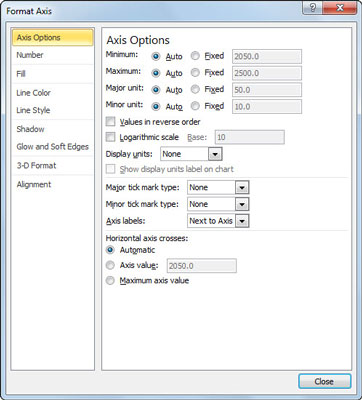 On the Chart Tools Format tab, click the Format Selection button in the Current Selection group.