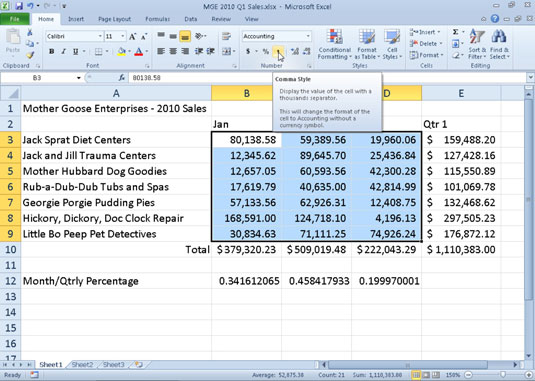 the percent style button instructs excel