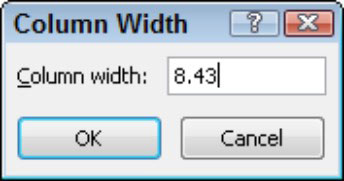 Set a specific width in the Column Width dialog box.