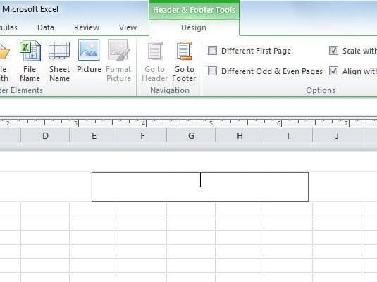 Adding a Standard Header or Footer in Excel 2010 - dummies