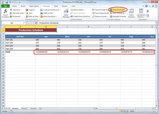 Display formulas in the worksheet to help check for possible errors.