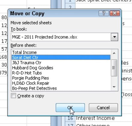 Use the Move or Copy dialog box to move or copy worksheet(s) from the current workbook to another w