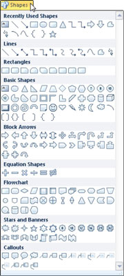 On the Insert tab, click the Shapes button in the Illustrations group.