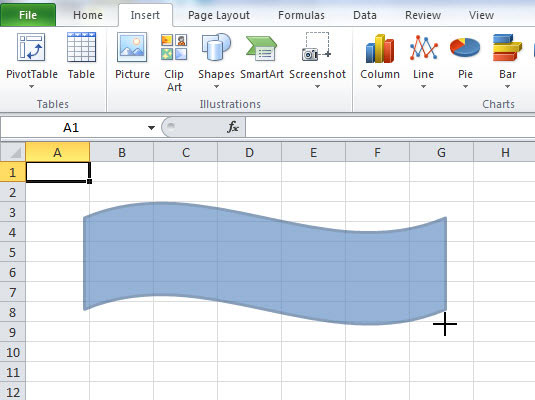 Click and drag the mouse in the worksheet to create the shape in the desired size.