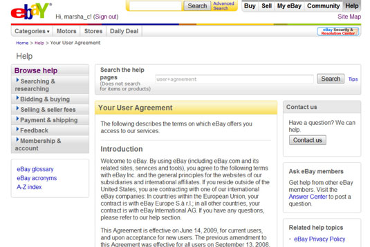 Click the link to see the eBay User Agreement and Privacy Policy.
