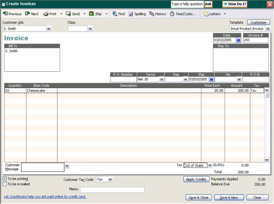 A customer Invoice for S. Smith’s purchase in the computerized Sales journal.