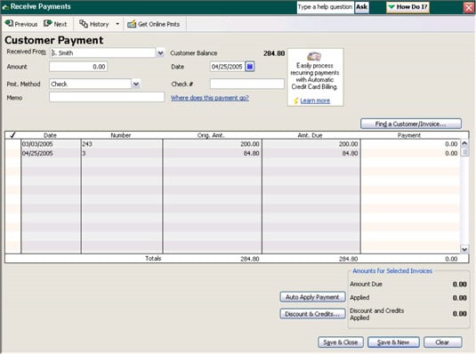 In QuickBooks, recording payments from customers who bought on store credit starts with the custome