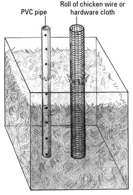 Airflow tubes allow airflow through the pile to aid the decomposition process.