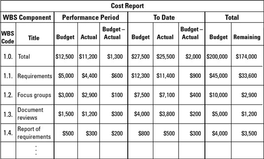 Use a cost report to track expenditures.