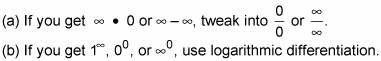 Use L'Hôpital's Rule when evaluating limits in calculus.