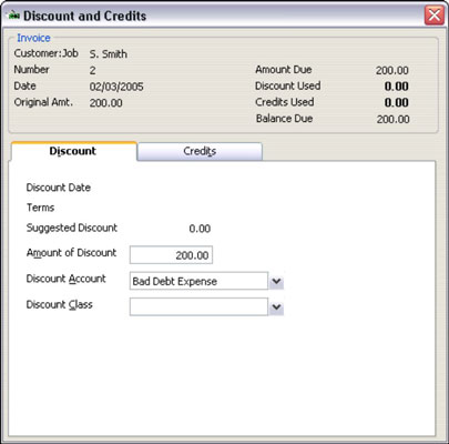 In QuickBooks, you record bad debts on the Discount and Credits page, which is part of the Customer