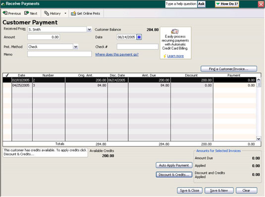 After you record a bad debt in QuickBooks, the discount appears, indicating that $0 is due.