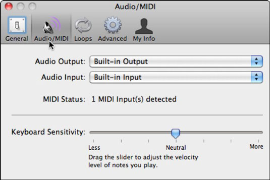 Connecting a USB MIDI Keyboard in iLife.