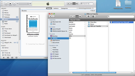 Drag and drop the PDF into your iTunes Book library.