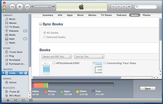 Click on the Books tab within iTunes (in the bar across the top of the main frame).