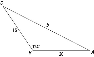 A sample triangle that allows for the law of cosines.