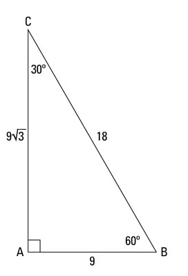 Finding the area of the 30-60-90 triangle.