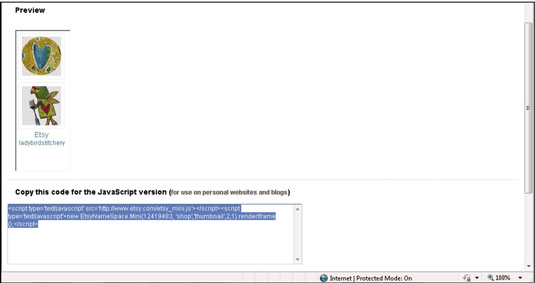 Select the code in the Copy This Code for the JavaScript Version field and copy it.