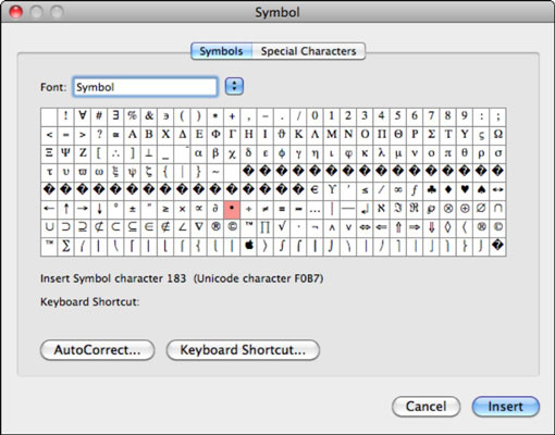 How to create special characters in word 2010 for mac