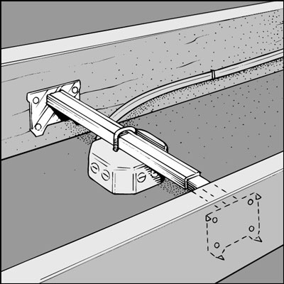 Follow the manufacturer's directions to install the adjustable hanger bar and ceiling box.