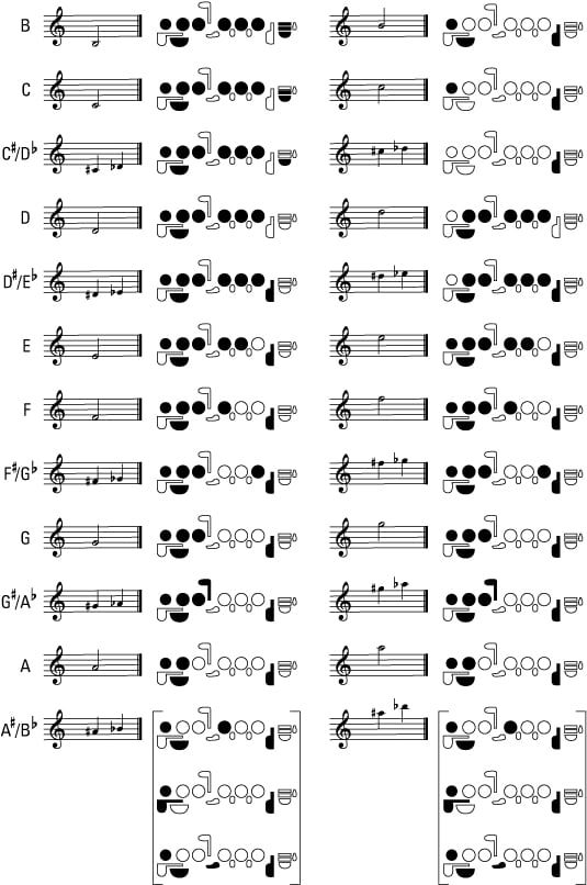 Key Flute Finger Chart