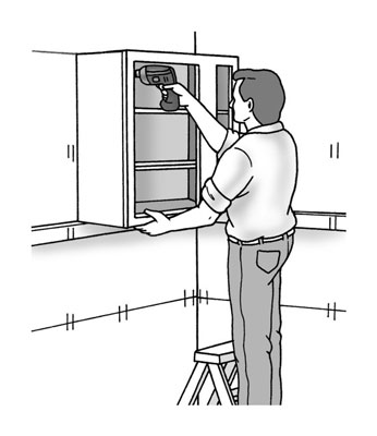How To Hang Wall Cabinets Dummies, How To Install Kitchen Wall Cabinets Without Studs